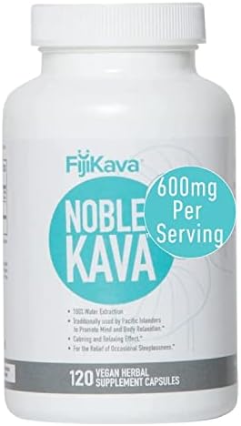 FijiKava Relief & Relaxation, Vegan Kava Capsules, High Bioavailiability Noble Kava, 60mg Kavalactones per Serving (120 Capsules 300mg)