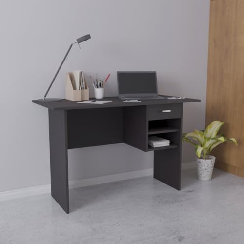 Image of VIKI Engineered Wood Computer Table, Study Table, Desks with 1 Drawer & Shelves for Adults /Students, Office Home | NOKLAK | Dark Wenge, 120W x 75H x 60D | 1 Year Warranty