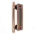 SUYA 12 Inch Sliding Barn Door Handle Heavy Duty Pull and Flush Set Large Rustic Two Side Design Fits for Kitchen Gate Sheds Garage,Antique Copper Finish