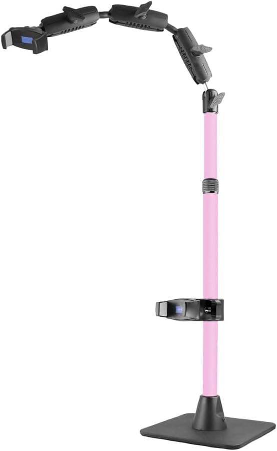 ARKON Mounts Remarkable Creator Cookie Decorators Mount Stand | Pico Projector & Phone Holder | Second Phone Mount | Solid Base | Pink Extension Pole | for Cookie Decorators, Content Creators, & More