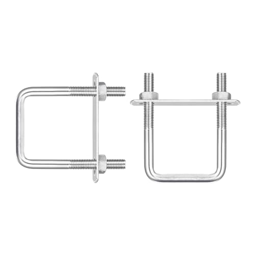 Image of DTGN M8x45x80mm(ThreadxWxL) Square U Bolt - 2Pack - Good for Trailer Pipe Replacement Parts - 304 Stainless Steel U Shape Bolts