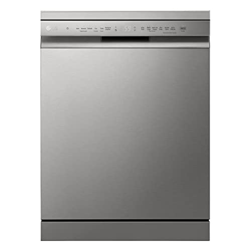 LG DF242FP - Lavavajillas 60 cm y Capacidad 14 Cubiertos, Lavavajillas LG con Función QuadWash, Motor Inverter Direct Drive, Carga Fácil y Flexibilidad, Color Inox Antihuellas