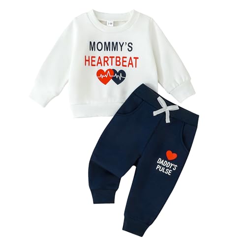 Image of EVERGIFTKIDS Toddler Baby Boy Clothes Funny Words Long Sleeve Pullover Sweatshirt Joggers Pants Set 2Pcs Fall Winter Outfits