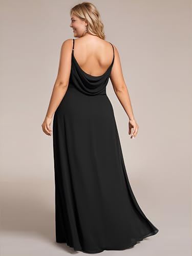 Ever-Pretty Women's Summer Chiffon Pleated Plus Size Bridesmaid Dresses Sleeveless Formal Gown with Spaghetti Straps2