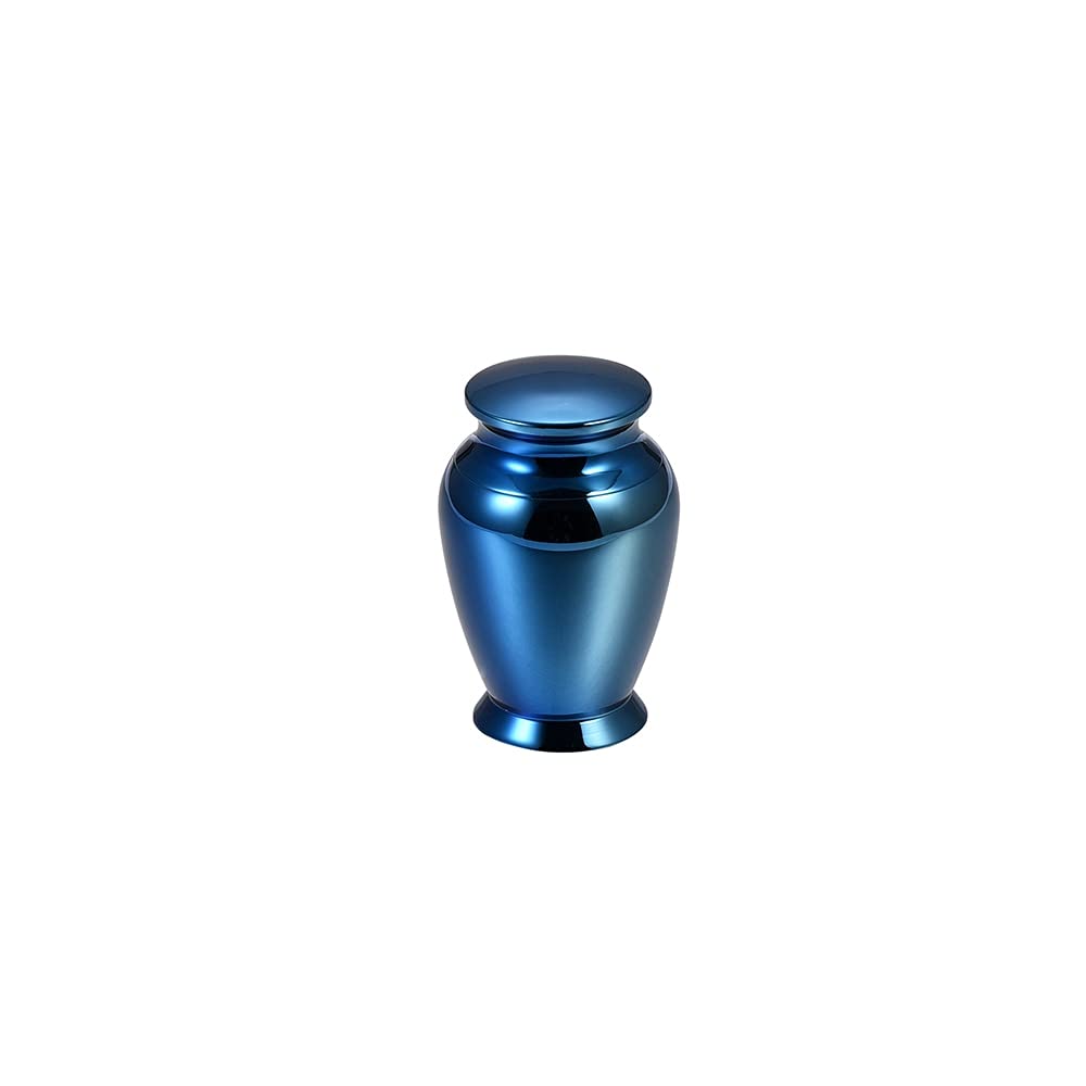 Urnes de souvenir en acier inoxydable poli bleu royal pour cendres