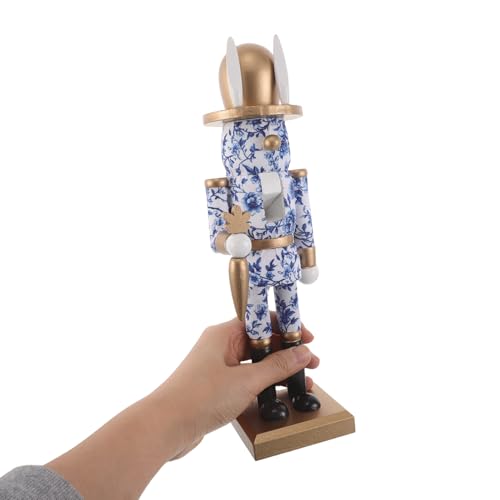 Statue de Lapin Décorative Compacte Casse-Noisette Pâques Bois
