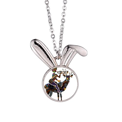 Collier lapin femme africaine et aborigène en argent chic