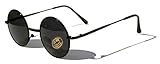 V.W.E. Kids Children Size Hippie Round Circle Lens UV400 Protection Metal Sunglasses (Age 3-12) (Black)