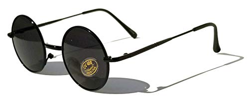 V.w.e. Kids Children Size Hippie Round Circle Lens Lennon Metal Sunglasses (Age 3-12) (Black) #TOP26