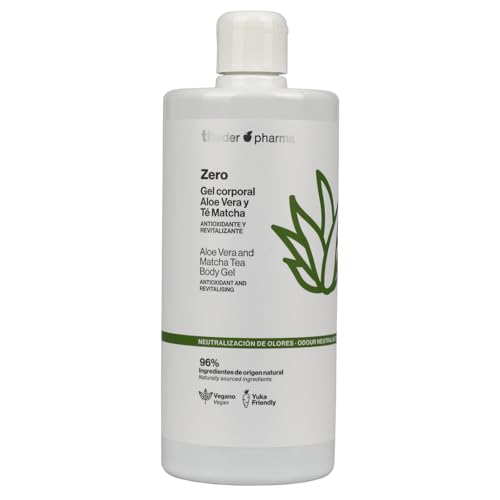 Thader Pharma Gel corporal antioxidante y revitalizante Zero, con Aloe Vera y Té Matcha, 750 ml