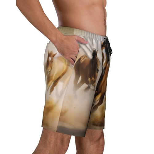 Horses Print Men's Beach Pants Lightweight Quick-Dry Swim Pants with Mesh Lining for Men3