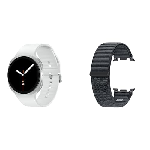 Image of Samsung Galaxy Watch 8 (2025) 44mm LTE Smartwatch, Silver w /Free Fabric Band, M /L, Graphite