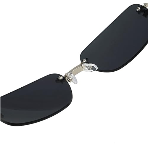 bullabulling Rimless Rectangle Y2k Sunglasses for Women Men Cute Small Clear Frameless Tinted Lens 2000S Fashion Shades Bow4