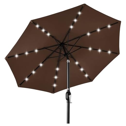 10ft Solar LED Lighted Patio Umbrella