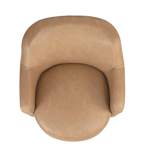 Image of HomePop 360 Barrel Back Swivel Chair - Sand Faux Leather