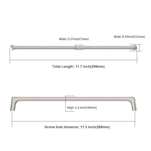 Image of Asidrama 10 Pack 11.3 Inch(288mm) Brushed Satin Nickel Cabinet Pulls Cabinet Handles Cupboard Handles Kitchen Cabinet Hardware for Cupboard Drawer Pulls