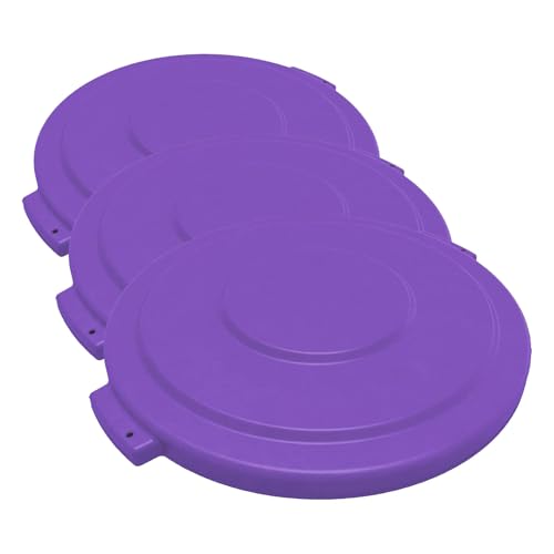 Image of SPARTA Bronco Waste Container Trash Can Lid, Round Trash Bin for Disposal, 20 Gallons, Purple (Pack of 3)