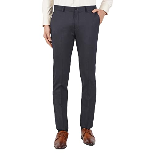 Image of blackberrys Structured Polyester Viscose Slim Fit Men's Work Wear Trousers