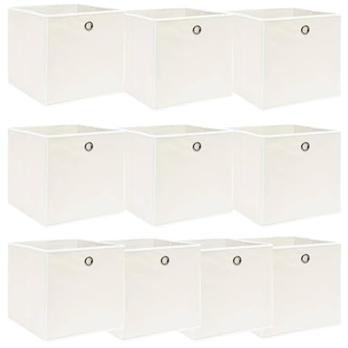 Snsowed Cajas de almacenaje 10 unidades, Organizador Cajones, Cajas Organizadoras, Caja Juguetes Almacenaje, Contenedores De Almacenamiento, Cubo Almacenaje, tela blanco 32x32x32 cm