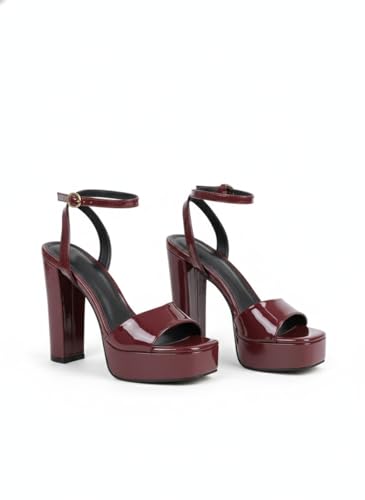 Image of Shoetopia Women's Block Heel Sandals - Platform Party Heels with Ankle Strap | Stylish Dress Sandals for Weddings & Evening