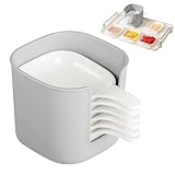 AprYew 6PCS Dipping Sauce Plate And Holder Set, 2025 New Dipping Sauce Cups - Plastic Dishes with Storage Box, Seasoning Sauces Dish Dishes Bowls for Condiments, Snacks, and Fruits Salsa Cups (1 Set)
