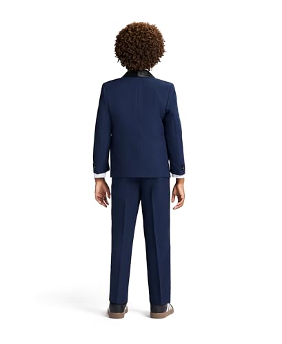 Image of Nautica Boys' 4-Piece Tuxedo Suit Set with Jacket, Pants, Dress Shirt & Bow Tie for Weddings & Special Occasions