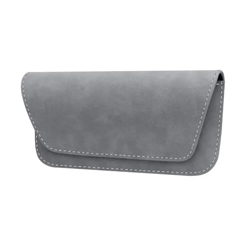 Support lunettes voiture en cuir gris avec fermeture magnétique pour pare-soleil auto
