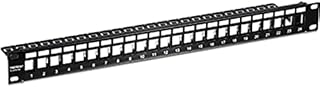 TRENDnet 24-Port Blank Keystone Shielded 1U Patch Panel, TC-KP24S, STP, Cat6A, Cat5, Cat5e, Cat6, 19 Inch RackMount Design, Recommended with TC-K06C6A Cat6A Keystone Jacks,Black