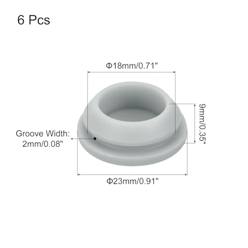 Image of MECCANIXITY 6pcs Silicone Snap in Locking Hole Plugs,18mm /0.7 Inch Mounting Diameter Narrow Groove Width 2mm Panel Seal Cover Round for Kitchen Bulkheads Waterproof Sealing Plugs Grey