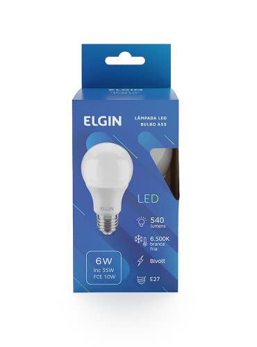 Kit com 10 Lampadas Bulbo Led A55 6W Bivolt 6500K - Elgin