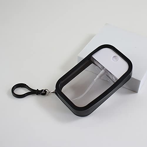 Image of House of Quirk 38ml Portable Card Spray Bottle - Refillable Perfume & Sanitizer Mist Sprayer with Hook (Black)