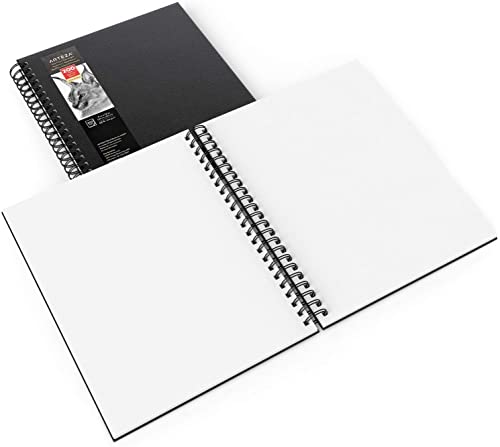 Arteza Sketch Book, 9X12-Inch, 2-Pack, Black Drawing Pads, 200 Sheets Total, 68 Lb 100 Gsm, Hardcover Sketchbook, Spiral-Bound, Use With Pencils, Charcoal, Pens, Crayons & Other Dry Media #TOP5