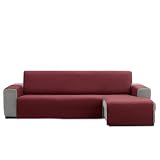 SofaCamaleon ® - Funda Sofá Acolchada para Chaiselongue de 240 cm Ajuste Funda Sofá Chaise Longue Color Rojo Modelo Ramos