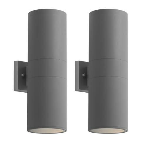 Image of mirrea 18 inch Modern Outdoor Porch Light in 2 Lights, Matte Gray, 2 Pack