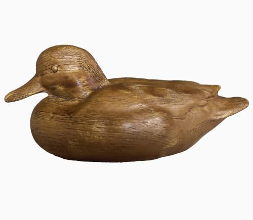 Huitony Duck Statue Home Decor Knick Knacks Duck Sculpture Hand Carved Shelf Decor for Home Office Desk Cute Animal Figurine Unique Gift for Holidays Housewarming (Brown)