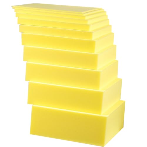 Espuma para Tapicería Amarilla, Goma Espuma de Poliuretano, Cortar, Colchones Espuma, Espuma Multiusos para Tapizar para Cojín, Sillón, 1 Pieza (Espesor 8-45x45cm)