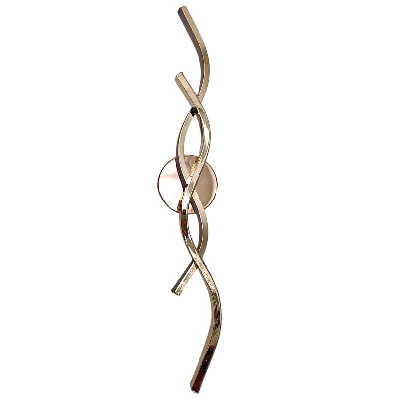 Spiral Waves Golden Wall Light Modern Spiral LED Wall Sconce in Gold with Remote (3 Colour Tones) - Pre-Wired Light for Home, Office, Hotel - Small Business Seller.