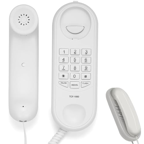 BSWL Telephones Landline Corded,Landline Phone Corded Wall Mounted House Phones Corded Dial Pad on Base unit Last Number Redial,Pause,Flash,Office,Hotel Bathroom,Home Desk/Wall Mountable Telephone
