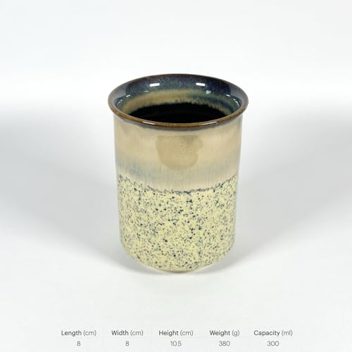 Image of SNS Ceramic Tumbler Set of 2 | Handmade Studio Pottery Drinkware for Water, Juice, Lassi, Cold Coffee & Milk | Premium Hot & Cold Beverage Glass for Home & Gifting (Oatmeal Sky Tumbler)