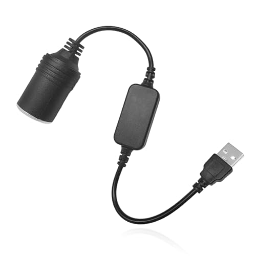 YTFRL USB to Cigarette Lighter Socket, 1 Ft 5V USB A Male to 12V Car Power Adapter Cable, Cigarette Lighter Adapter Female Converter Cable for Dash Cam Led Light Strips GPS (1 PCS)