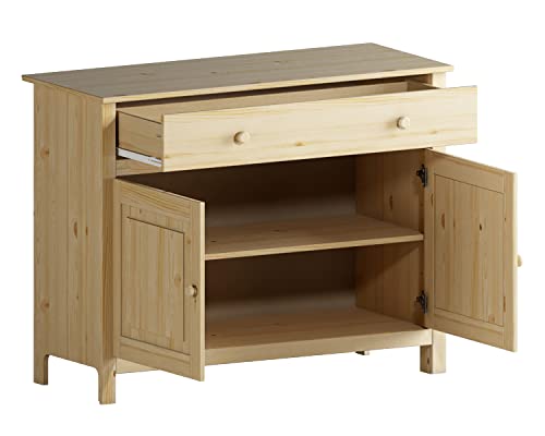 From The Tree Furniture Unfinished Solid Wood Sideboard Cabinet With And Drawer, Brown #TOP1