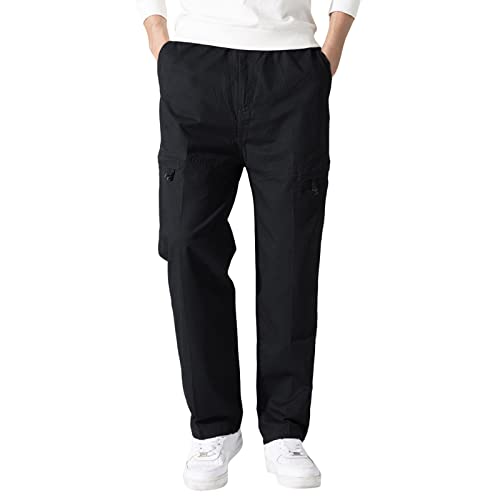 Pantalon coton ample homme grande taille noir style casual chic décontracté