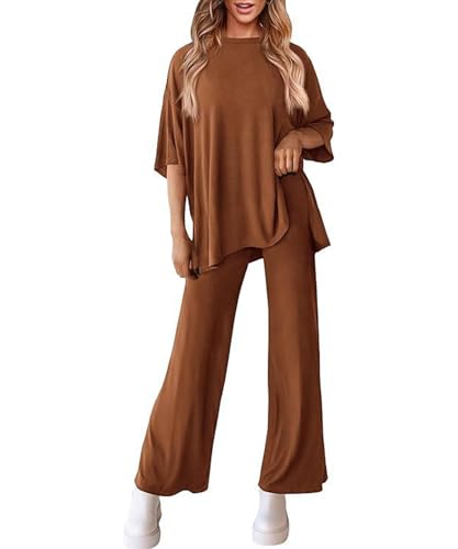 Women's Short Sleeve Tops and Long Pants Pajamas Soft Comfy 2 Piece Lounge Sets
