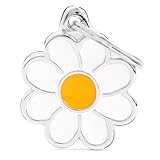 My Family Personalized Pet ID Tag Made in Italy, Daisy Flower, Free Engraving, Hand Enamelled, Charms Collection