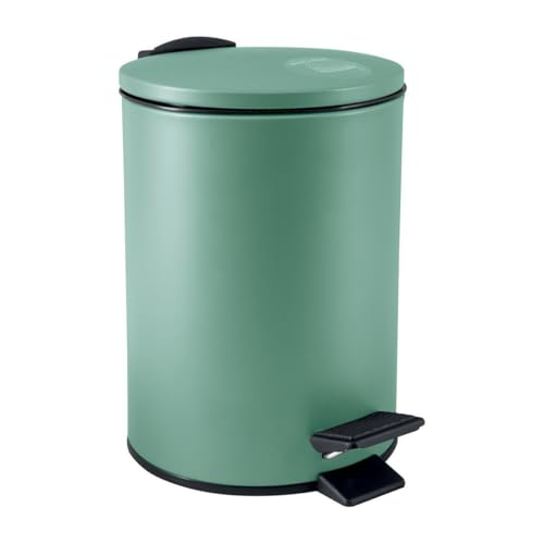 Spirella - Treteimer Adelar - Mattstahl - Geräuschloser Slow-Close-Mechanismus - Anti-Fingerabdruck-Beschichtung - Modernes und Elegantes Design - Mattgrün - 3L