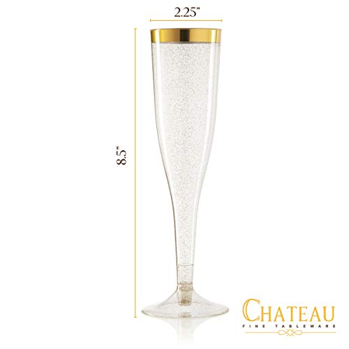 36 Plastic Champagne Flutes Disposable, 6.5 Oz Plastic Champagne Glasses Gold Rim & Glitter Gold Champagne Flutes, Mimosa Glasses Plastic, Brunch Decor, Plastic Flutes Champagne Disposable #TOP7