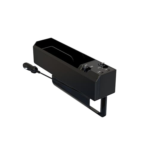 RFKJ ブラック モダン カー用収納ボックス サイド収納ボックス ホンダ ヴェゼル RU1/2/3/4 シートサイドポケット シガーソケット USBポート 二つ 急速充電