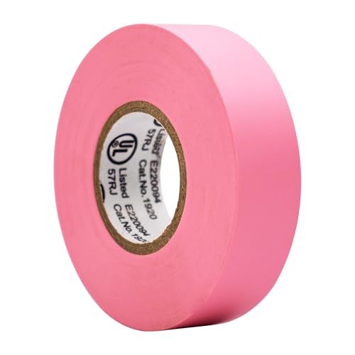 Image of TradeGear Colored Electrical Tape - PVC General Purpose - Waterproof, Flame Retardant, Rubber Based Adhesive, UL Listed - Rated for Max. 600V and 80oC Use - 60' x 3 /4 inch x 0.07 inch (1 Pk Pink)