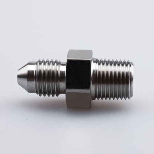 Image of Stainless Steel 1 /8 inch or 1 /8 inch NPT Male to 3AN 3 /8-24 thread AN3 Male Flare brake Hose Fitting Adapter