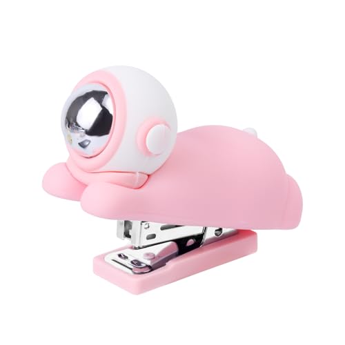 Honagu Cute Stapler, Cartoon Stereoscopic Silicone Stapler, Labor-Saving Office Supplies, Desktop Stationery Gift for Students Teachers,1st Day of School Gifts for Kids (Pink)